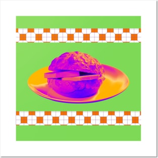 Pineapple Bun - Funky Hong Kong Street Food - Pop Art Neon Purple with Lime Green Posters and Art